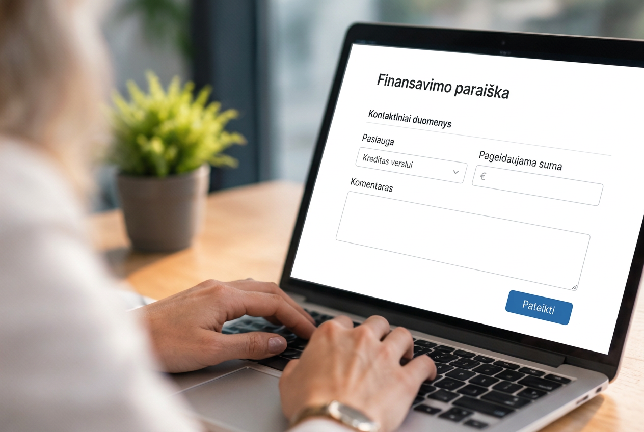 Kompiuterio ekrane atverta lietuviška finansavimo paraiška